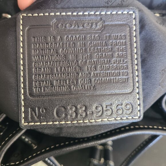 Coach 9569 Vintage Black Leather Drawstring Closure Backpack *read - Picture 3 of 7